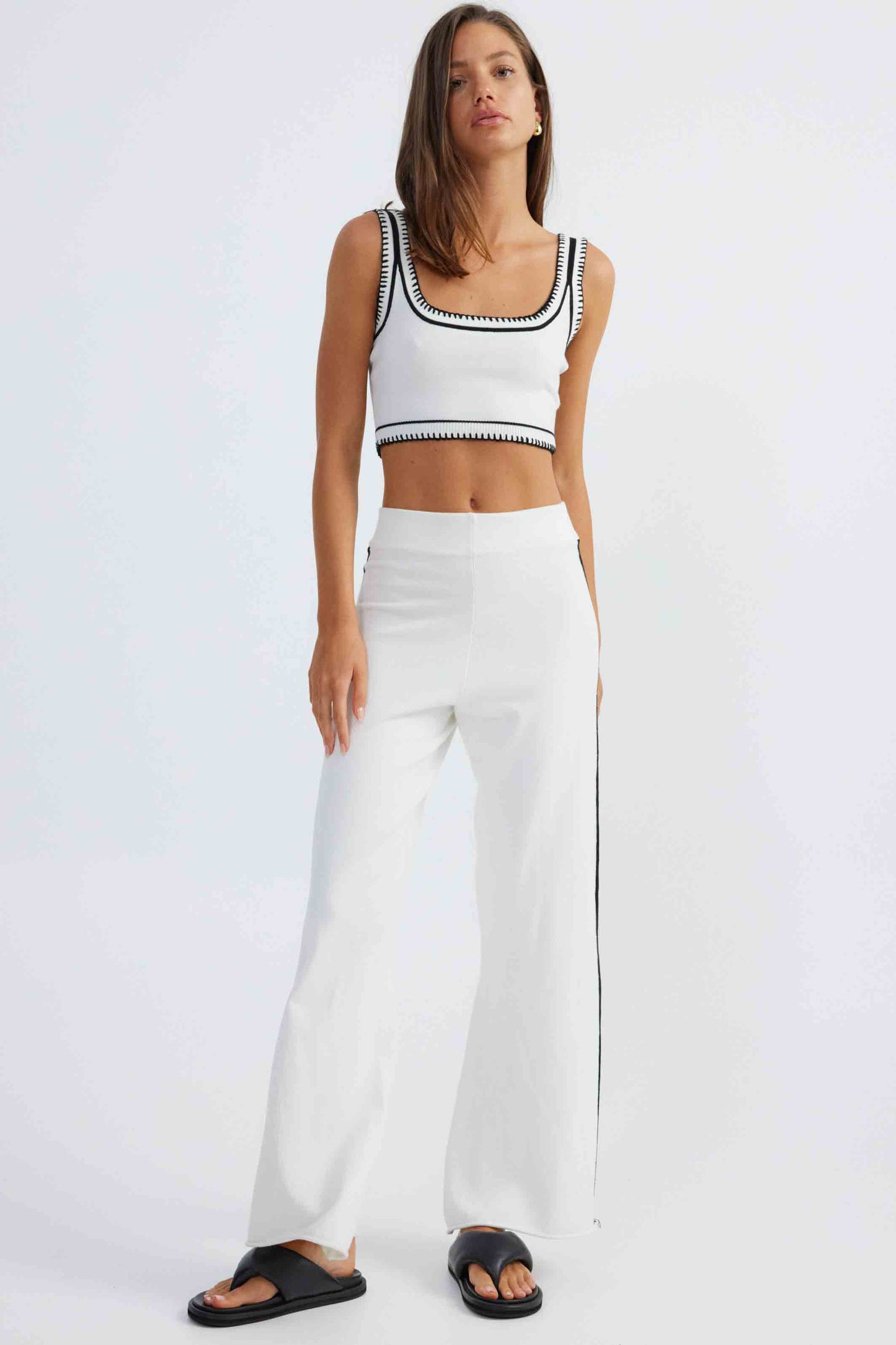Beverly Crop Top- White/Black- Final Sale