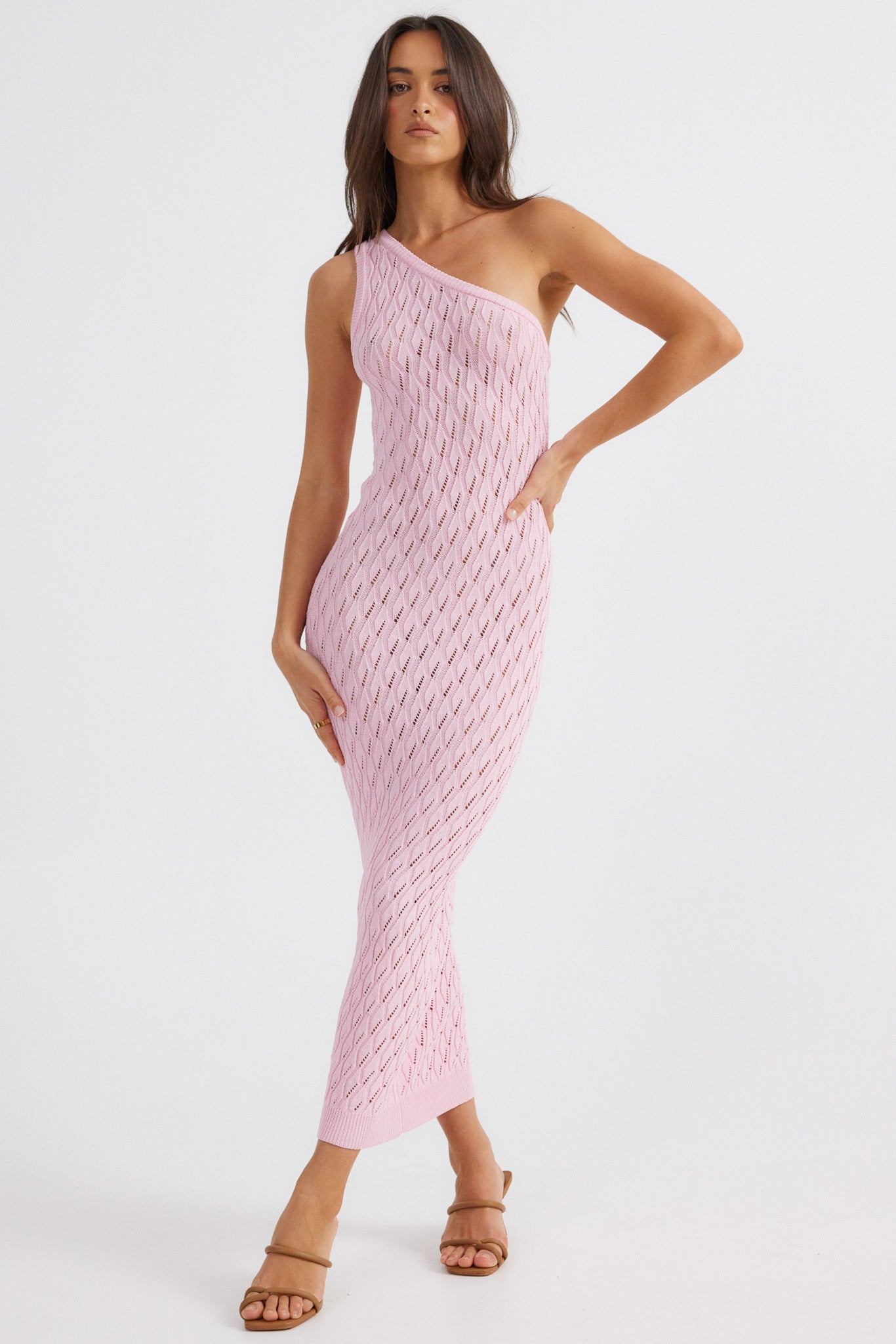 Claire one shoulder maxi dress- Pink- Final Sale