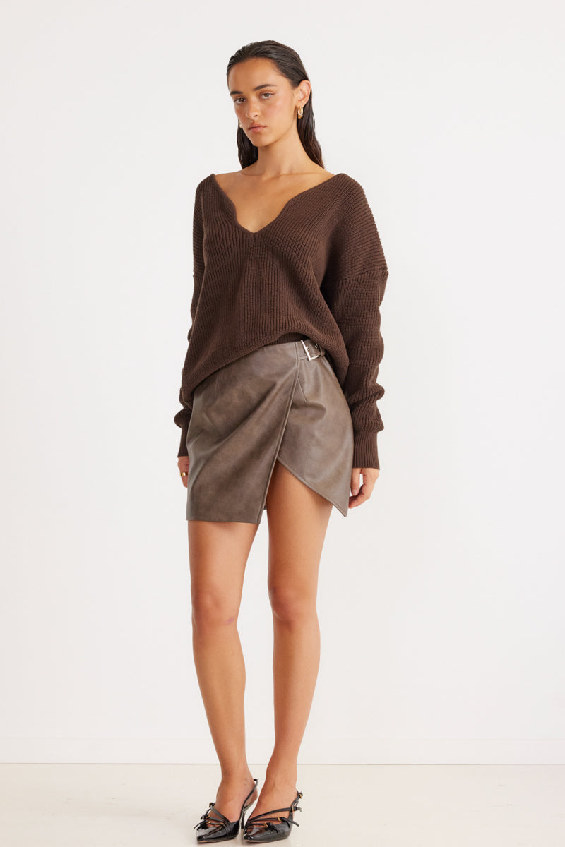 Royce Mini Skirt-Mocha- Final Sale