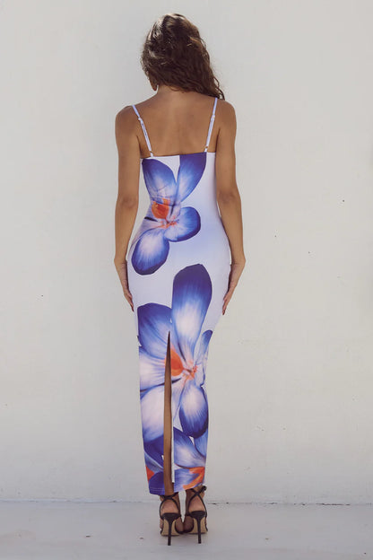 Deia Midi dress- Violet Flower- Final Sale