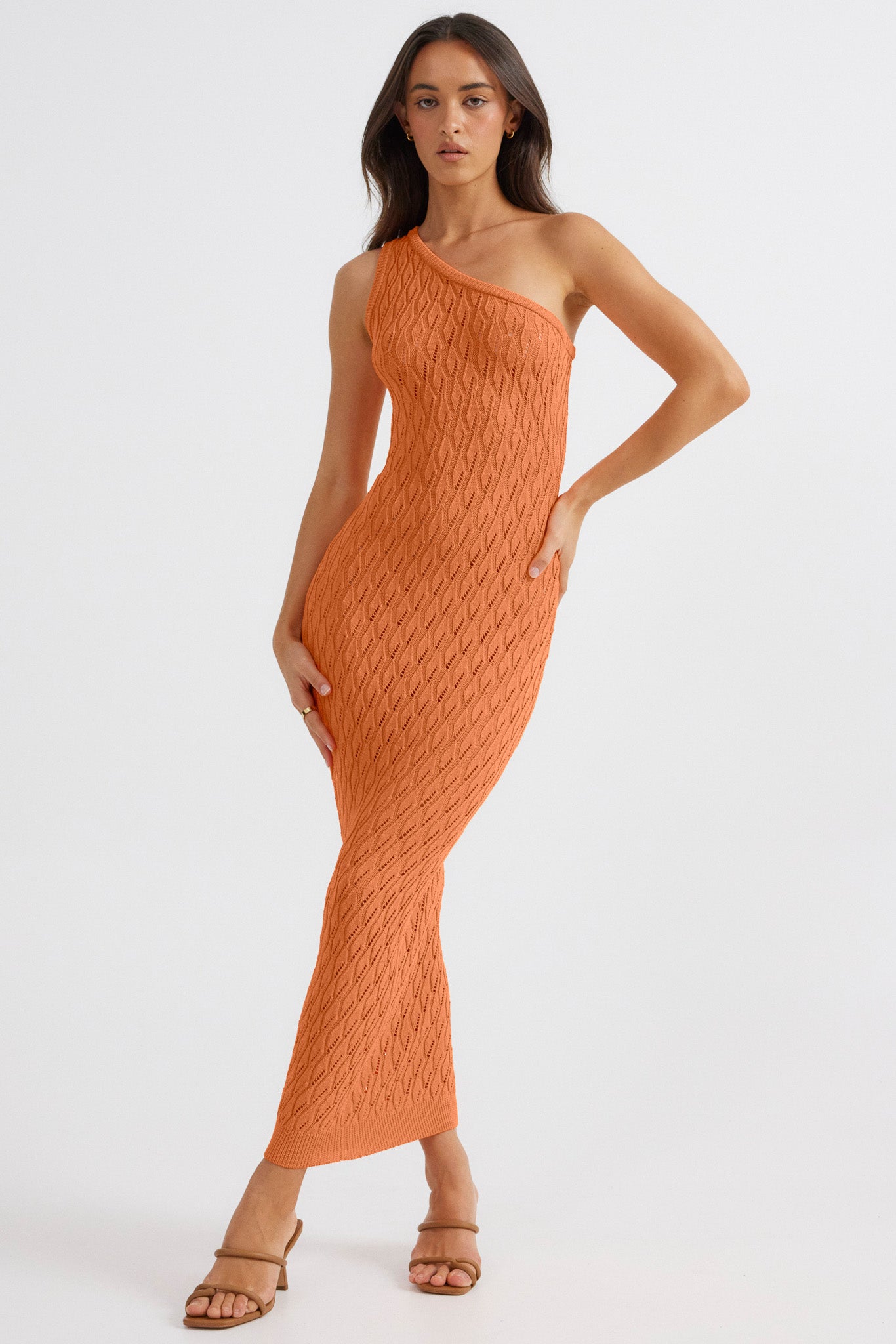 Claire one shoulder maxi dress- Orange- Final Sale