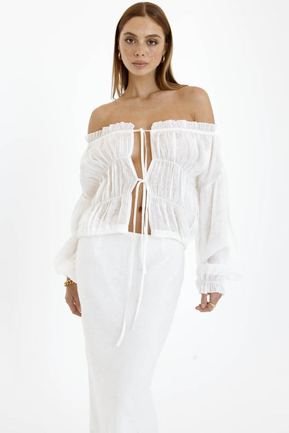 Tamsyn Off Shoulder Top- White- Final Sale