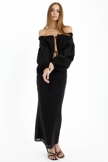 Tamsyn Off Shoulder Top- Black- Final Sale