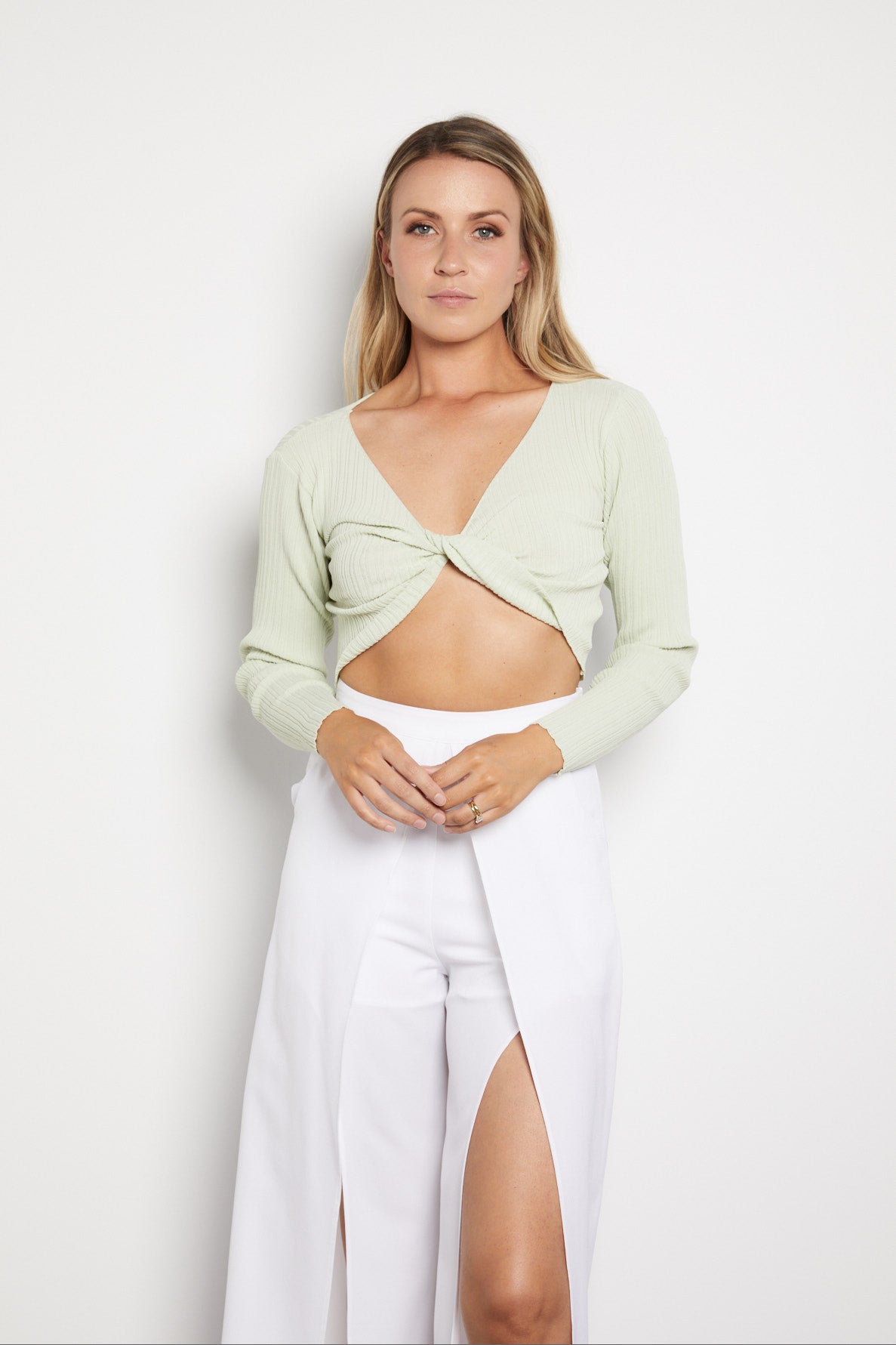 Twist rib top- Sage-Final sale