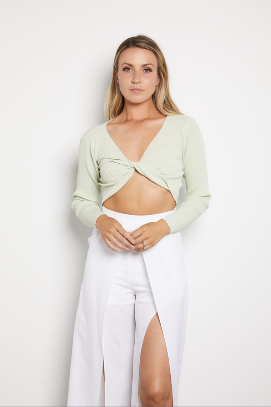Twist rib top- Sage-Final sale