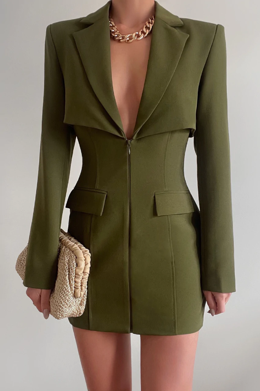 Marni Blazer Dress- Kahki-Final Sale